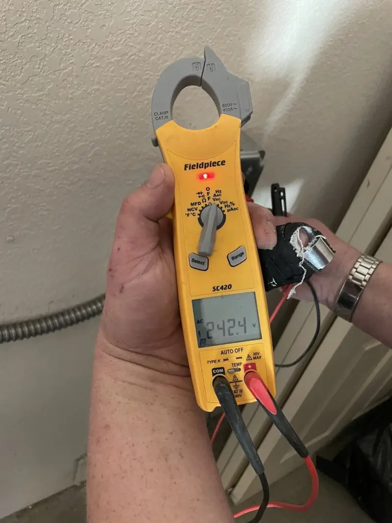 Voltage testing with clamp meter during Generator Installation in Roscommon